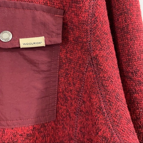 Woolrich Men’s Quarter Snap Pullover Sweater Sweatshirt Flap Pocket Heather Red - Picture 4 of 11